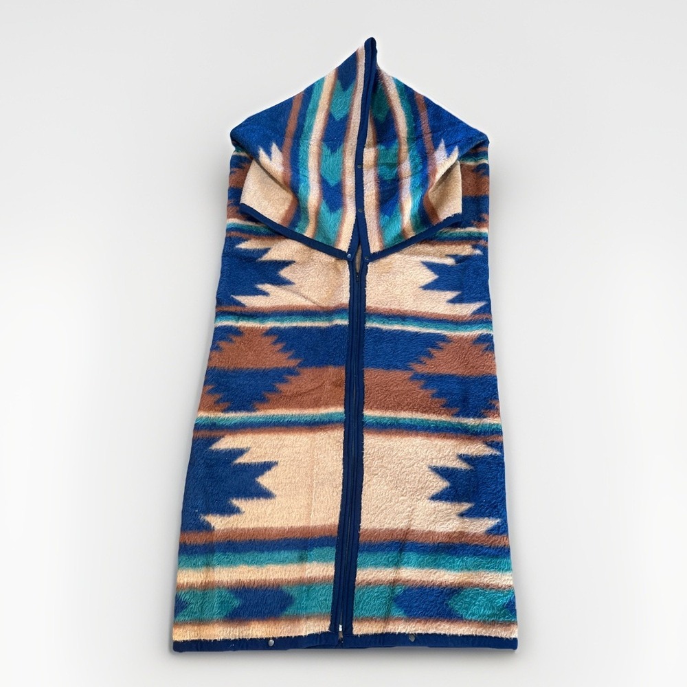 Biederlack Blanket‎ Native Southwest Snap Zip Sleeping Bag Cuddle Wrap VTG USA